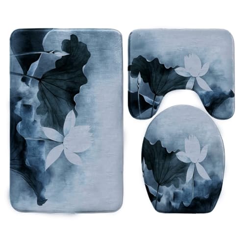 Badezimmermatte Grau Lotus Schwarz Fußmatte 3 Teilig Bath Mat rutschfeste Badematte Saugfähig Badmatte Wohnzimmer Badezimmerteppich Langlebig Badvorleger Waschbar Badteppich Set 50x80cm Badezimmermatte Grau Lotus Schwarz Fußmatte 3 Teilig Bath Mat rutschfeste Badematte Saugfähig Badmatte Wohnzimmer Badezimmerteppich Langlebig Badvorleger Waschbar Badteppich Set 50x80cm von HJOSWVNS
