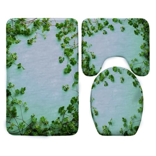 Badezimmermatte Grün Blätter Fußmatte 3 Teilig Bath Mat rutschfeste Badematte Saugfähig Badmatte Wohnzimmer Badezimmerteppich Langlebig Badvorleger Waschbar Badteppich Set 50x80cm Badezimmermatte Grün Blätter Fußmatte 3 Teilig Bath Mat rutschfeste Badematte Saugfähig Badmatte Wohnzimmer Badezimmerteppich Langlebig Badvorleger Waschbar Badteppich Set 50x80cm von HJOSWVNS