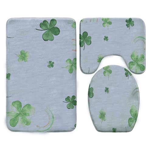 Badezimmermatte Grüne Gestreifte Blätter Fußmatte 3 Teilig Bath Mat rutschfeste Badematte Saugfähig Badmatte Wohnzimmer Badezimmerteppich Langlebig Badvorleger Waschbar Badteppich Set 45x75cm Badezimmermatte Grüne Gestreifte Blätter Fußmatte 3 Teilig Bath Mat rutschfeste Badematte Saugfähig Badmatte Wohnzimmer Badezimmerteppich Langlebig Badvorleger Waschbar Badteppich Set 45x75cm von HJOSWVNS