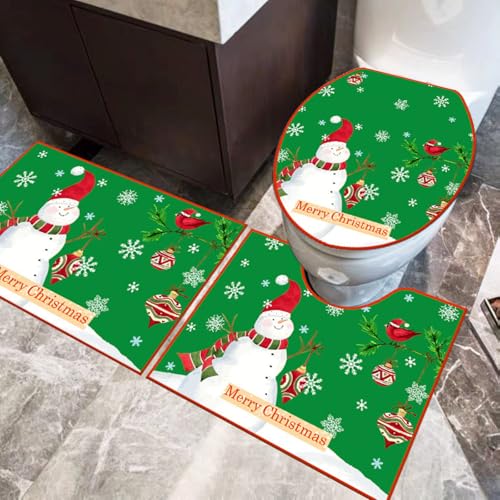 Badezimmermatte Grüner Schneemann Fußmatte 3 Teilig Badteppich Set Bath Mat rutschfest Badmatte Saugfähig Teppich Wohnzimmer Langlebig Badezimmerteppich Waschbar Fussmatte Innen 45x75cm Badezimmermatte Grüner Schneemann Fußmatte 3 Teilig Badteppich Set Bath Mat rutschfest Badmatte Saugfähig Teppich Wohnzimmer Langlebig Badezimmerteppich Waschbar Fussmatte Innen 45x75cm von HJOSWVNS