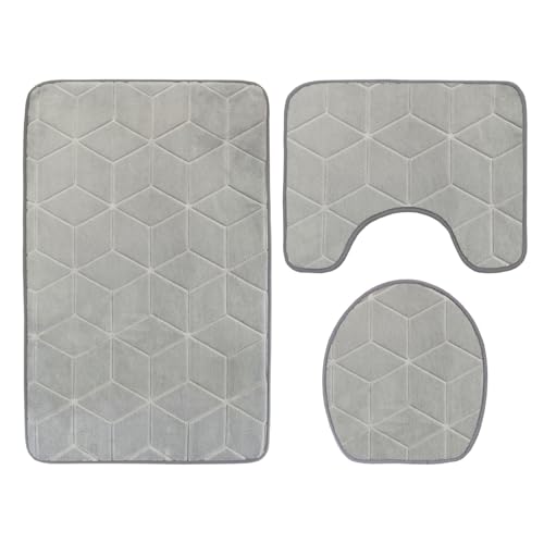 Badezimmermatte Hellgraue Geometrie Fußmatte 3 Teilig Badteppich Set Badmatte rutschfest Rugs for Living Room Saugfähig Bath Mat Langlebig Fussmatte Innen Waschbar Badezimmerteppich 45x75cm Badezimmermatte Hellgraue Geometrie Fußmatte 3 Teilig Badteppich Set Badmatte rutschfest Rugs for Living Room Saugfähig Bath Mat Langlebig Fussmatte Innen Waschbar Badezimmerteppich 45x75cm von HJOSWVNS