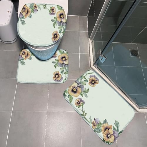 Badezimmermatte Hellgrüne Blume Fußmatte 3 Teilig Bath Mat rutschfeste Badematte Saugfähig Badmatte Wohnzimmer Badezimmerteppich Langlebig Badvorleger Waschbar Badteppich Set 50x80cm Badezimmermatte Hellgrüne Blume Fußmatte 3 Teilig Bath Mat rutschfeste Badematte Saugfähig Badmatte Wohnzimmer Badezimmerteppich Langlebig Badvorleger Waschbar Badteppich Set 50x80cm von HJOSWVNS