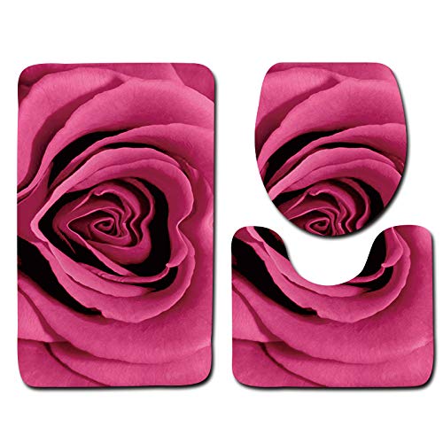 Badezimmermatte Minimalismus Blume Fußmatte 3 Teilig Duschvorleger rutschfest Badezimmerteppich Saugfähig Badvorleger Set Bath Mat Langlebig Badmatte Waschbar Badematte 45x75cm von HJOSWVNS