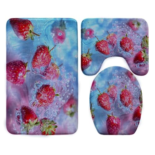 Badezimmermatte Obst Blau Rot Fußmatte 3 Teilig Bath Mat rutschfeste Badematte Saugfähig Badmatte Wohnzimmer Badezimmerteppich Langlebig Badvorleger Waschbar Badteppich Set 50x80cm Badezimmermatte Obst Blau Rot Fußmatte 3 Teilig Bath Mat rutschfeste Badematte Saugfähig Badmatte Wohnzimmer Badezimmerteppich Langlebig Badvorleger Waschbar Badteppich Set 50x80cm von HJOSWVNS