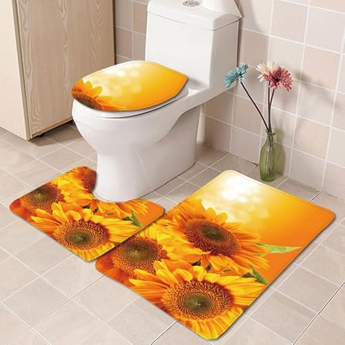 Badezimmermatte Orange Grüne Sonnenblume Fußmatte 3 Teilig Badteppich Set Bath Mat rutschfest Badmatte Saugfähig Teppich Wohnzimmer Langlebig Badezimmerteppich Waschbar Fussmatte Innen 45x75cm Badezimmermatte Orange Grüne Sonnenblume Fußmatte 3 Teilig Badteppich Set Bath Mat rutschfest Badmatte Saugfähig Teppich Wohnzimmer Langlebig Badezimmerteppich Waschbar Fussmatte Innen 45x75cm von HJOSWVNS