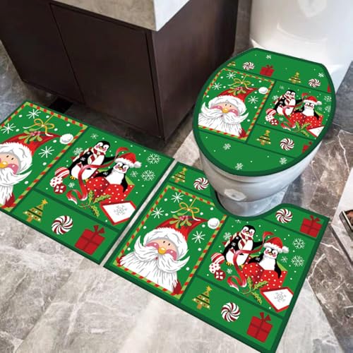 Badezimmermatte Pinguin Weihnachtsmann Fußmatte 3 Teilig Badteppich Set Bath Mat rutschfest Badmatte Saugfähig Teppich Wohnzimmer Langlebig Badezimmerteppich Waschbar Fussmatte Innen 45x75cm Badezimmermatte Pinguin Weihnachtsmann Fußmatte 3 Teilig Badteppich Set Bath Mat rutschfest Badmatte Saugfähig Teppich Wohnzimmer Langlebig Badezimmerteppich Waschbar Fussmatte Innen 45x75cm von HJOSWVNS
