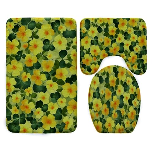 Badezimmermatte Retro Gelb Grün Fußmatte 3 Teilig Bath Mat rutschfeste Badematte Saugfähig Badmatte Wohnzimmer Badezimmerteppich Langlebig Badvorleger Waschbar Badteppich Set 45x75cm Badezimmermatte Retro Gelb Grün Fußmatte 3 Teilig Bath Mat rutschfeste Badematte Saugfähig Badmatte Wohnzimmer Badezimmerteppich Langlebig Badvorleger Waschbar Badteppich Set 45x75cm von HJOSWVNS