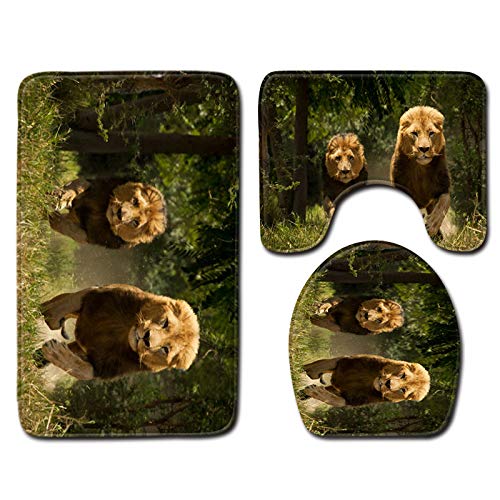 Badezimmermatte Retro Grüne Tiere Fußmatte 3 Teilig Duschvorleger rutschfest Badezimmerteppich Saugfähig Badvorleger Set Bath Mat Langlebig Badmatte Waschbar Badematte 50x80cm von HJOSWVNS