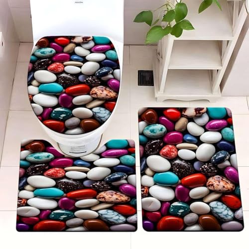 Badezimmermatte Rot Braun Weiß Fußmatte 3 Teilig Badteppich Set Bath Mat rutschfest Badmatte Saugfähig Teppich Wohnzimmer Langlebig Badezimmerteppich Waschbar Fussmatte Innen 45x75cm Badezimmermatte Rot Braun Weiß Fußmatte 3 Teilig Badteppich Set Bath Mat rutschfest Badmatte Saugfähig Teppich Wohnzimmer Langlebig Badezimmerteppich Waschbar Fussmatte Innen 45x75cm von HJOSWVNS