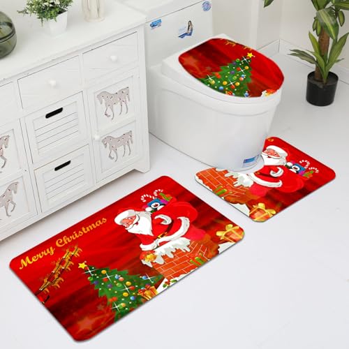 Badezimmermatte Roter Weihnachtsbaum Fußmatte 3 Teilig Badteppich Set Bath Mat rutschfest Badmatte Saugfähig Teppich Wohnzimmer Langlebig Badezimmerteppich Waschbar Fussmatte Innen 50x80cm Badezimmermatte Roter Weihnachtsbaum Fußmatte 3 Teilig Badteppich Set Bath Mat rutschfest Badmatte Saugfähig Teppich Wohnzimmer Langlebig Badezimmerteppich Waschbar Fussmatte Innen 50x80cm von HJOSWVNS