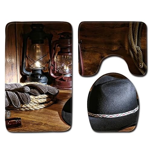 Badezimmermatte Schwarz Braun Fußmatte 3 Teilig Duschvorleger rutschfest Badezimmerteppich Saugfähig Badvorleger Set Bath Mat Langlebig Badmatte Waschbar Badematte 45x75cm von HJOSWVNS