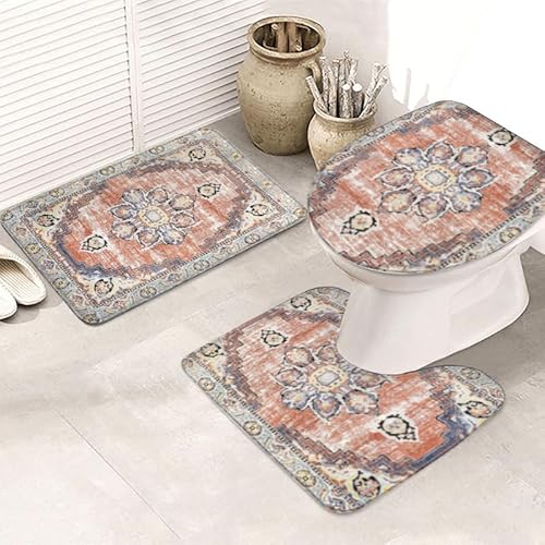 Badezimmermatte Schwarz Zitronengelb Fußmatte 3 Teilig Badteppich Set Badmatte rutschfest Rugs for Living Room Saugfähig Bath Mat Langlebig Fussmatte Innen Waschbar Badezimmerteppich 50x80cm von HJOSWVNS