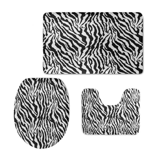 Badezimmermatte Schwarze Zebra Streifen Fußmatte 3 Teilig Bath Mat rutschfeste Badematte Saugfähig Badmatte Wohnzimmer Badezimmerteppich Langlebig Badvorleger Waschbar Badteppich Set 50x80cm Badezimmermatte Schwarze Zebra Streifen Fußmatte 3 Teilig Bath Mat rutschfeste Badematte Saugfähig Badmatte Wohnzimmer Badezimmerteppich Langlebig Badvorleger Waschbar Badteppich Set 50x80cm von HJOSWVNS