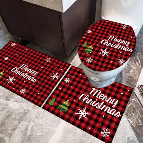 Badezimmermatte Weihnachtsgeometrie Fußmatte 3 Teilig Badteppich Set Bath Mat rutschfest Badmatte Saugfähig Teppich Wohnzimmer Langlebig Badezimmerteppich Waschbar Fussmatte Innen 50x80cm Badezimmermatte Weihnachtsgeometrie Fußmatte 3 Teilig Badteppich Set Bath Mat rutschfest Badmatte Saugfähig Teppich Wohnzimmer Langlebig Badezimmerteppich Waschbar Fussmatte Innen 50x80cm von HJOSWVNS