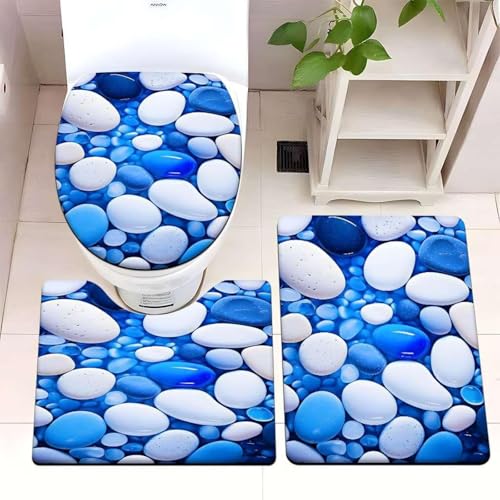 Badezimmermatte Weiß Himmelblau Fußmatte 3 Teilig Badteppich Set Bath Mat rutschfest Badmatte Saugfähig Teppich Wohnzimmer Langlebig Badezimmerteppich Waschbar Fussmatte Innen 50x80cm Badezimmermatte Weiß Himmelblau Fußmatte 3 Teilig Badteppich Set Bath Mat rutschfest Badmatte Saugfähig Teppich Wohnzimmer Langlebig Badezimmerteppich Waschbar Fussmatte Innen 50x80cm von HJOSWVNS