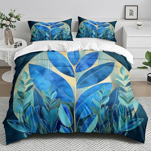 Bettdecke Blaue Blätter Gelb Bettwäsche 220x240 Mikrofaser Weiches Bettdecken Atmungsaktive Bettbezug mit Reißverschluss Duvet Waschbar Steppdecke Bett Decke+2 Kissenbezug 80x80 Bettdecke Blaue Blätter Gelb Bettwäsche 220x240 Mikrofaser Weiches Bettdecken Atmungsaktive Bettbezug mit Reißverschluss Duvet Waschbar Steppdecke Bett Decke+2 Kissenbezug 80x80 von HJOSWVNS