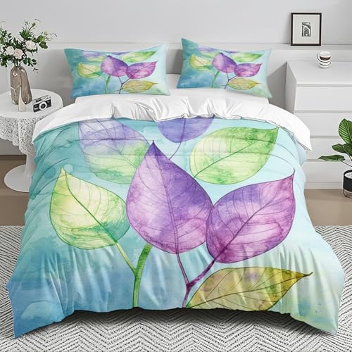Bettdecke Grüne Blätter Lila Bettwäsche 220x240 Mikrofaser Weiches Bettdecken Atmungsaktive Bettbezug mit Reißverschluss Duvet Waschbar Steppdecke Bett Decke+2 Kissenbezug 80x80 Bettdecke Grüne Blätter Lila Bettwäsche 220x240 Mikrofaser Weiches Bettdecken Atmungsaktive Bettbezug mit Reißverschluss Duvet Waschbar Steppdecke Bett Decke+2 Kissenbezug 80x80 von HJOSWVNS