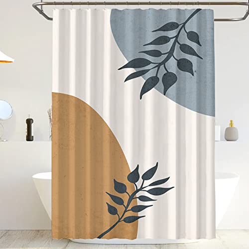 Duschvorhang 180x180 Blau Braun Weiß Shower Curtains Verdickung Polyester Duschvorhänge Antischimmel Shower Curtain Wasserdicht Duschvorhang Badewanne Edelstahl Ösen von HJOSWVNS