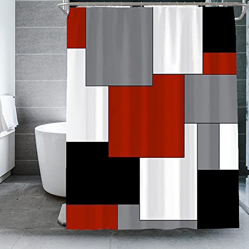 HJOSWVNS Duschvorhang 180x180 Rot, Grau, Schwarz Polyester Shower Curtains Antischimmel Wasserdicht Duschvorhang Badewanne Edelstahl Ösen von HJOSWVNS