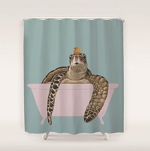 Duschvorhang 240x200 Turtle Ente Egg Blue Shower Curtains Verdickung Polyester Duschvorhänge Antischimmel Shower Curtain Wasserdicht Duschvorhang Badewanne Edelstahl Ösen von HJOSWVNS