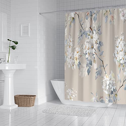 Duschvorhang Beige Weiße Blüten Shower Curtains Verdickung Polyester Duschvorhänge Antischimmel Shower Curtain Wasserdicht Duschvorhang Badewanne Edelstahl Ösen 180x220cm Duschvorhang Beige Weiße Blüten Shower Curtains Verdickung Polyester Duschvorhänge Antischimmel Shower Curtain Wasserdicht Duschvorhang Badewanne Edelstahl Ösen 180x220cm von HJOSWVNS