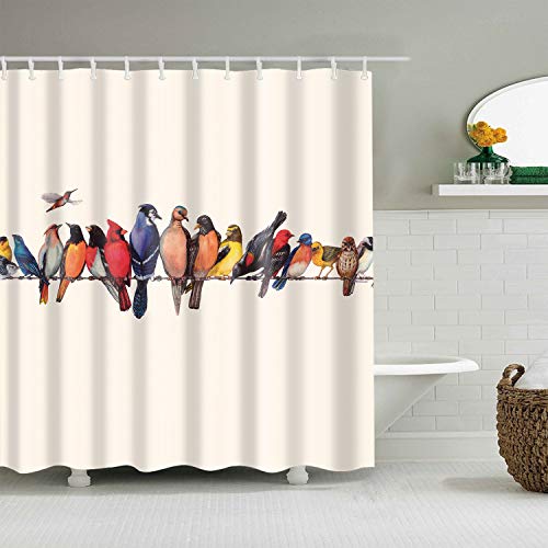 Duschvorhang Buntes Tier Beige Duschvorhang Stoff Verdickung Polyester Badevorhang Antischimmel Shower Curtains Duschvorhang Wasserdicht Duschvorhänge Anti Schimmel Duschvorhang 180x200 von HJOSWVNS