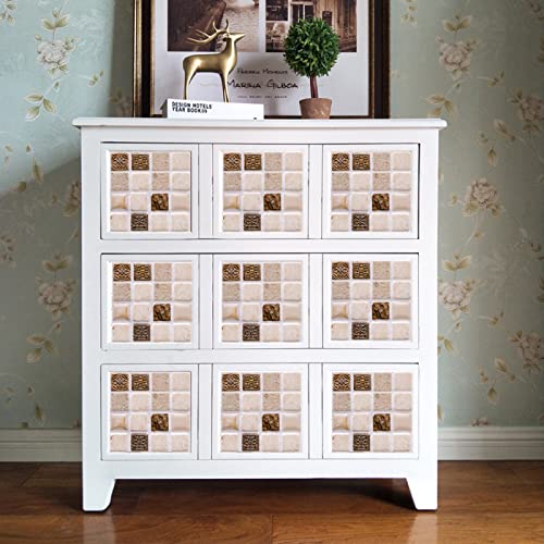 Fliesenaufkleber Mosaik Braun Beige Klebefliesen Wasserdicht Ölfest Selbstklebende Küchenrückwand Folie Mosaikfliesen Fliesenfolie für Bad Möbel Schrank Dekorative Klebefolie 10 Stück(20x20cm) von HJOSWVNS
