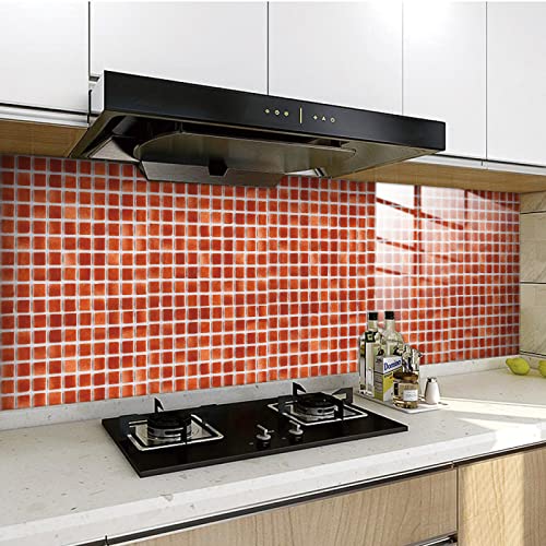 Fliesenaufkleber Rotes Mosaik Orange Klebefliesen Fliesenfolie Selbstklebende Mosaikfliesen Wasserdicht Ölfest Küchenrückwand Folie Dekor Fliesenaufkleber Bad 10 Stück(30x30cm) von HJOSWVNS