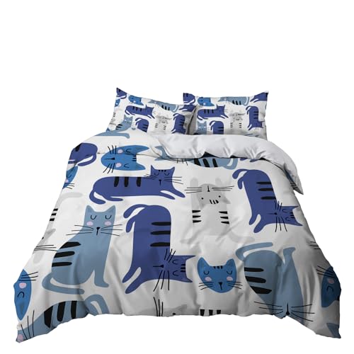 HJOSWVNS Bettdecke 135x200 Blaue Süße Katze Bettbezug 135 x 200 Mikrofaser Bettdecke Atmungsaktive Daunendecke 135x200 mit Reißverschluss Steppdecke 135x200 Weiches Bettdecken+2 Kissenbezug 80x80 HJOSWVNS Bettdecke 135x200 Blaue Süße Katze Bettbezug 135 x 200 Mikrofaser Bettdecke Atmungsaktive Daunendecke 135x200 mit Reißverschluss Steppdecke 135x200 Weiches Bettdecken+2 Kissenbezug 80x80 von HJOSWVNS