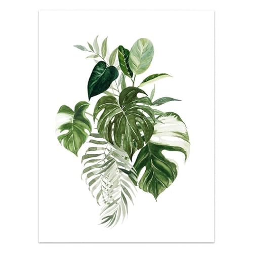 HJOSWVNS Bild Schlafzimmer Palmblätter Grün Gemälde Foto auf Leinwand Kunstdruck Bild Leinwand Wohnzimmer Bilder Wandtattoo Schlafzimmer Bilder Leinwand Badezimmer Kein Rahmen 20x30cm/1 Pcs von HJOSWVNS