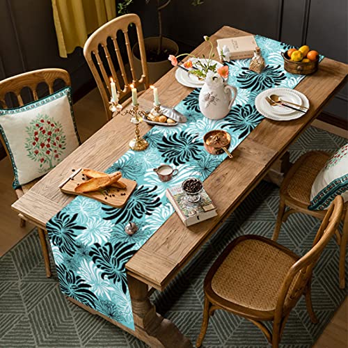HJOSWVNS Tischläufer Modern Türkis Polyester Abwaschbar 33x178cm von HJOSWVNS