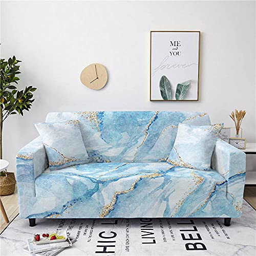 Sofa Überzug Entenei Blauer Marmor Sofabezug Spandex High Elastischer Couch Überzug Mit Anti-Rutsch-Schaumstoffe Sofaüberwurf Möbelschutz Sofa Cover Abwaschbar Couch Überwurf 1 Sitzer von HJOSWVNS