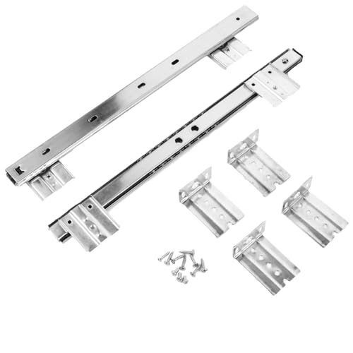1 Paar Schreibtisch-Tastatur-Schubladenführungsschiene, verstellbare Stahl-Seitenmontage-Set (Silber) von HJQFVASQ