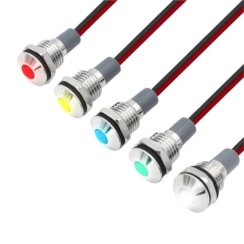 10mm IP67 Metall Licht LED Anzeige Verdrahtung Signal Lampe 3V 6V 12V 24V 220V Rot grün Gelb Weiß Blau 1PCS(BLUE12-24VACDC) von HJQFVASQ
