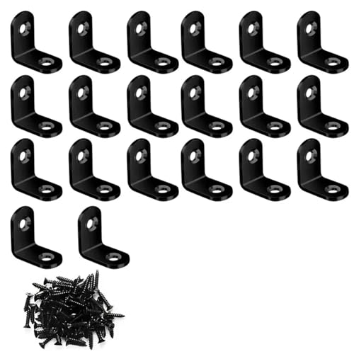20 Stück robuste L-Metallhalterungen for Möbel, Schränke, Stühle, Schubladen mit 40 Schrauben(Black) von HJQFVASQ