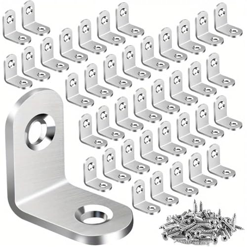 20 Stück robuste L-Metallhalterungen for Möbel, Schränke, Stühle, Schubladen mit 40 Schrauben(Silvery) von HJQFVASQ