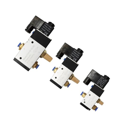 3-Wege-2-Positionen, pneumatisches Steuerventil, Magnetventile, 3V110-06 3V210-08 3V310-10 4V410-15 DC 12V 24V AC 110V 220V 1 Stück (3V110-06 PC8-01, AC110) von HJQFVASQ