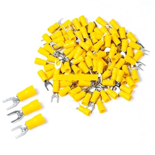 Gabel kabel draht stecker draht crimpen terminal SV 1,25-3 SV 1,25-4 SV2-3 pre-isolierte terminal 100PCS(Yellow,SV1.25-4) von HJQFVASQ
