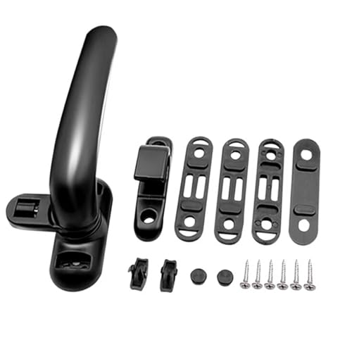 HJQFVASQ Fenstergriff aus Aluminiumlegierung, Türgriff, Möbelbeschläge, Zubehör, 1 Stück (schwarz links) von HJQFVASQ