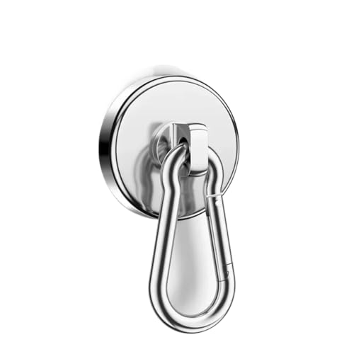 HJQFVASQ Starke Magnethaken, robuster Neodym-Magnethaken mit Drehgelenk-Karabinerhaken, Küche, Kühlschrank, Magnet-Saugnapf, 10/1 Stück (6 Stück, Silber) von HJQFVASQ