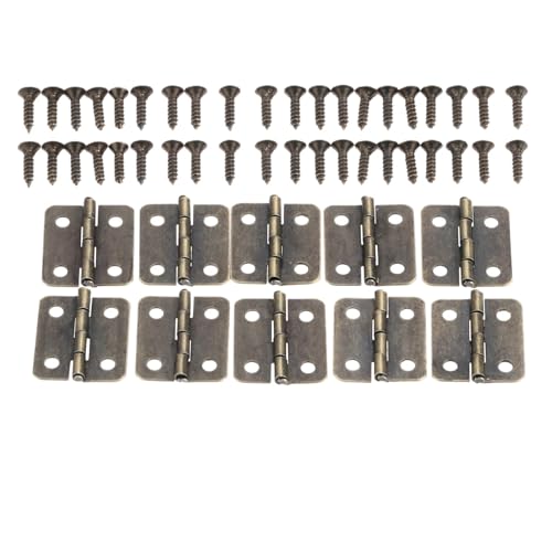 Scharniere mit 4 Löchern, 18 x 16 mm, mit Schraube, Möbelbeschläge, Zubehör (Antik-Bronze), 10 Sets von HJQFVASQ