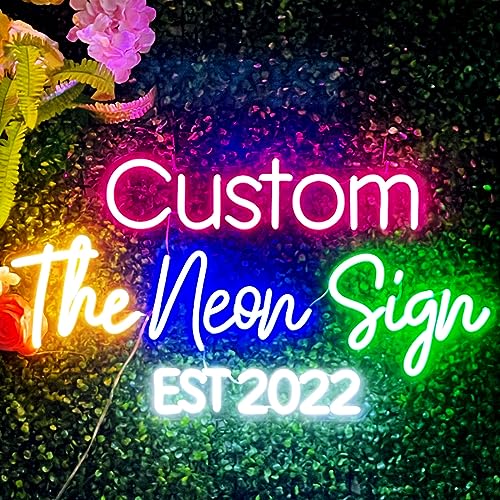 Neon Sign Personalisiert LED Leuchtschilder Custom Neon Schild für Dekoration Personalisierte Leuchtschilder für Hochzeit Geburtstag Party Geschenk (2 Zeilen Text, 100cm) von HJSNEON