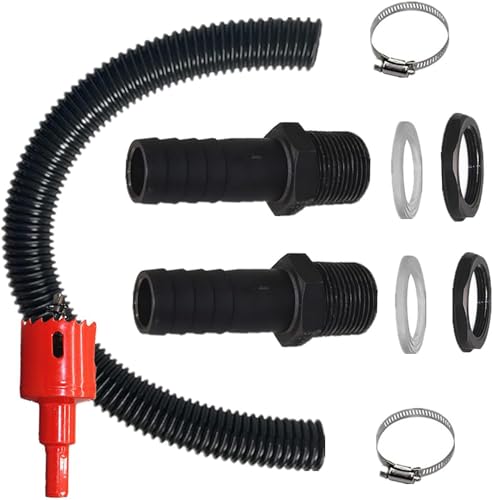 Regentonnen Verbindungsset, 50cm Verbindungsschlauch Und 2 Schlauchstutzen 25mm Mit Kontermutter, Regentonnenverbindung Für Regentonne, Wassertanks, Zisternen von HJSSAA