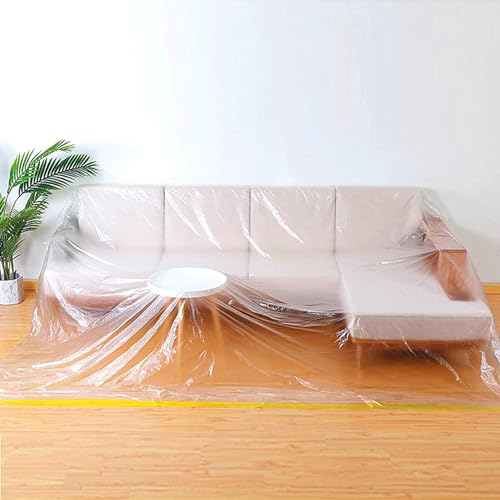 Transparente Sofabezug Abdeckung,Kunststoff Wasserfeste Sofabezug Möbelhülle Couchhülle Staubschutz Folie Sofa Protector für Couch Sessel Möbel Renovierung,146"/12ft von HJSSAA
