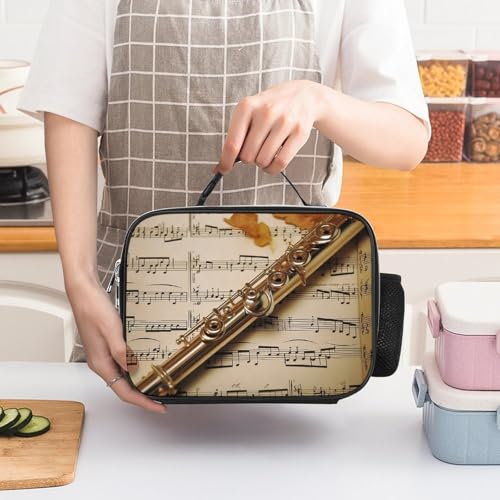 HJUQNGF Flöte Musik Brotdose, Lunchtasche für Männer Frauen, Isoliertaschen, abnehmbare große Isolierbox von HJUQNGF