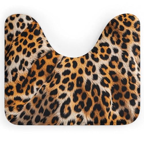 HJUQNGF Leopard Decke U-förmige Toiletten-Badematte, super saugfähig, schnell trocknend, Badezimmerteppich, ultradünne, rutschfeste wasserdichte Bodenmatte für Toilette & Dusche von HJUQNGF