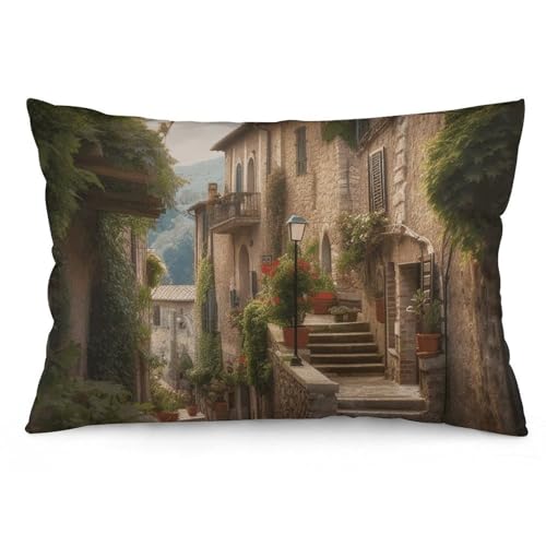 HJUQNGF Quadratische italienische Toskana-Kissenbezüge für Schlafzimmer, Sofa, weicher Plüsch, dekorativer Kissenbezug für Couch, Bett, Stuhl, ohne Kisseneinlage, 30,5 x 50,8 cm von HJUQNGF