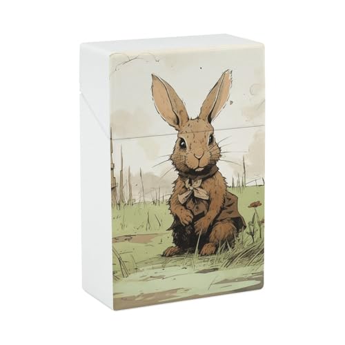 Zigarettenetui A Brown Rabbit Zigarettenetuis Halter 20 Kapazität Snap-In Spring Design Einhand Flip-Top Kunststoff Reise Zigaretten Box für Männer Frauen Geschenk von HJUQNGF