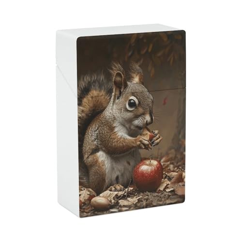 Zigarettenetui A Squirrel Eats Zigarettenetuis Halter 20 Kapazität Snap-In Spring Design Einhand Flip-Top Kunststoff Reise Zigaretten Box für Männer Frauen Geschenk von HJUQNGF