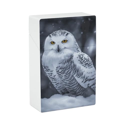 Zigarettenetui Arctic Owl Zigarettenetuis Halter 20 Kapazität Snap-In Spring Design Einhand Flip-Top Kunststoff Reise Zigaretten Box für Männer Frauen Geschenk von HJUQNGF
